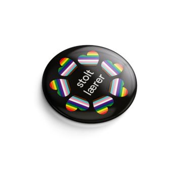 Buttons - Pride (sort stolt lærer m. hjerter)